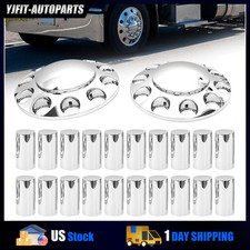 2pcs Chrome Front Axle Hub Cover Kit With 33mm Thread-on Cylinder Lug Nuts