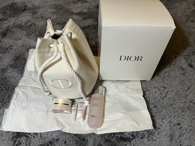 Christian Dior Drawstring  Pouch Clutch Bag Large ~ Ivory NIB Capture Totale Set