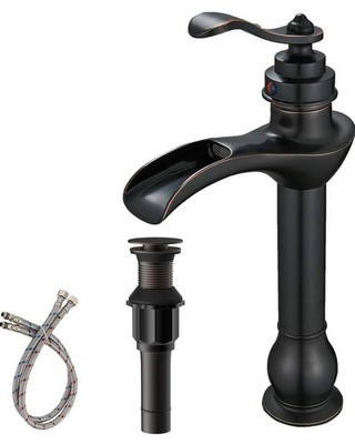 Vessel Sink Faucet Oil Rubbed Bronze Bathroom Faucet with Pop Up Drain Assemb...