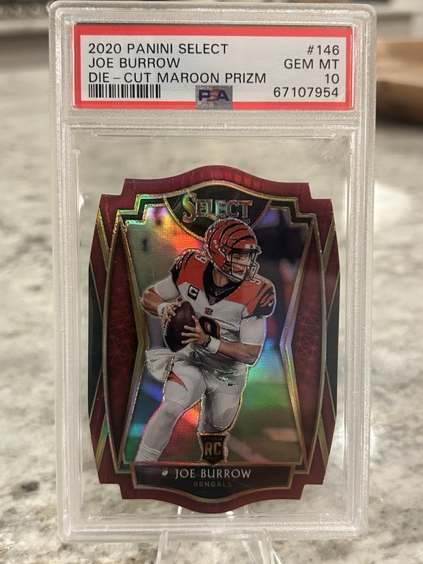 2020 Panini Select #146 Joe Burrow Die-Cut Maroon Prizm PSA 10