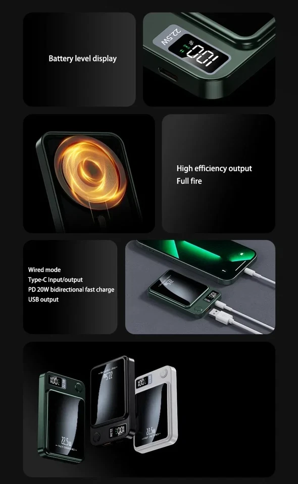 MagSafe Wireless Power Bank 10000mAh Portable Fast Charger for iPhone16 15 14 13 - Bild 3 von 4