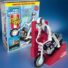 -Evel Knievel- Stunt Cycle Toy-Wind Up Energizer Launcher Set Bike action figure