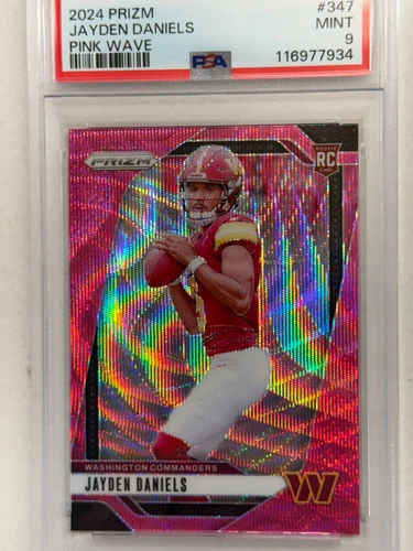 2024 Panini Prizm Football Jayden Daniels Pink Wave RC #347 PSA 9