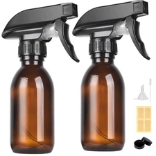 4 oz Amber Glass Spray Bottles - 2 Pack Empty Refillable for Cleaning Solutions