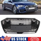 RS6 Style Front Bumper Grille Honeycomb Gloss Black For Audi A6 S6 C8 2019-2022