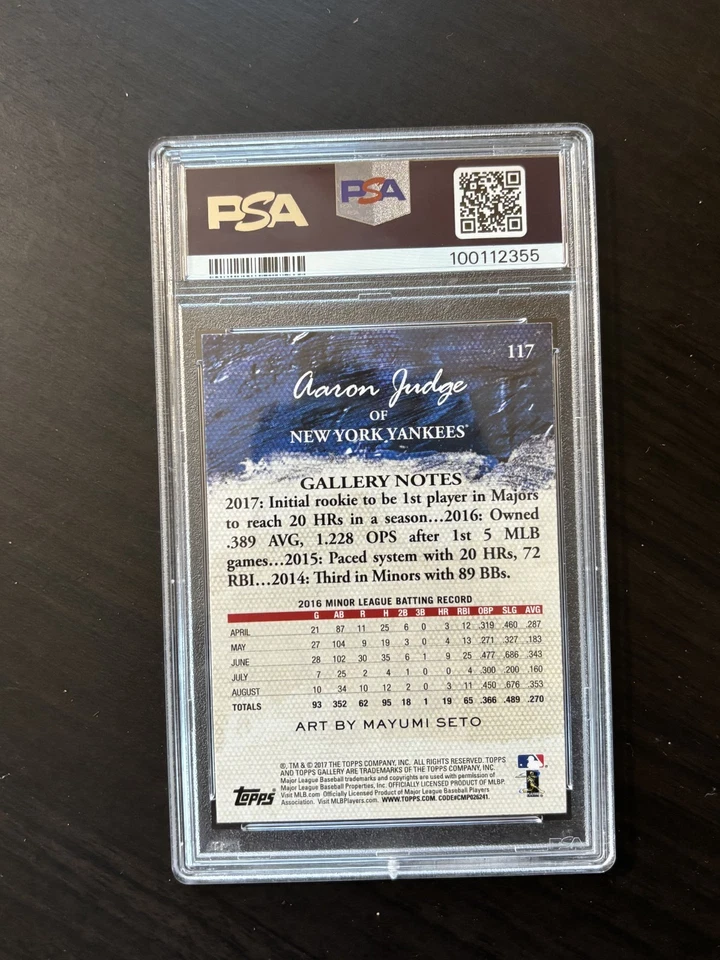 Aaron Judge 2017 Topps Gallery Canvas Rookie SP #117 PSA 9 RC Mint Yankees MVP - Image 2 of 2