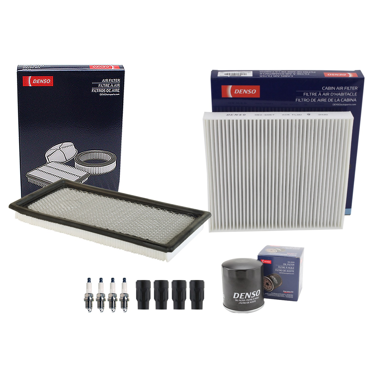 Denso Tune Up Kit 4 Spark Plugs  Boots Kit for Caliber Compass Patriot L4 Gas