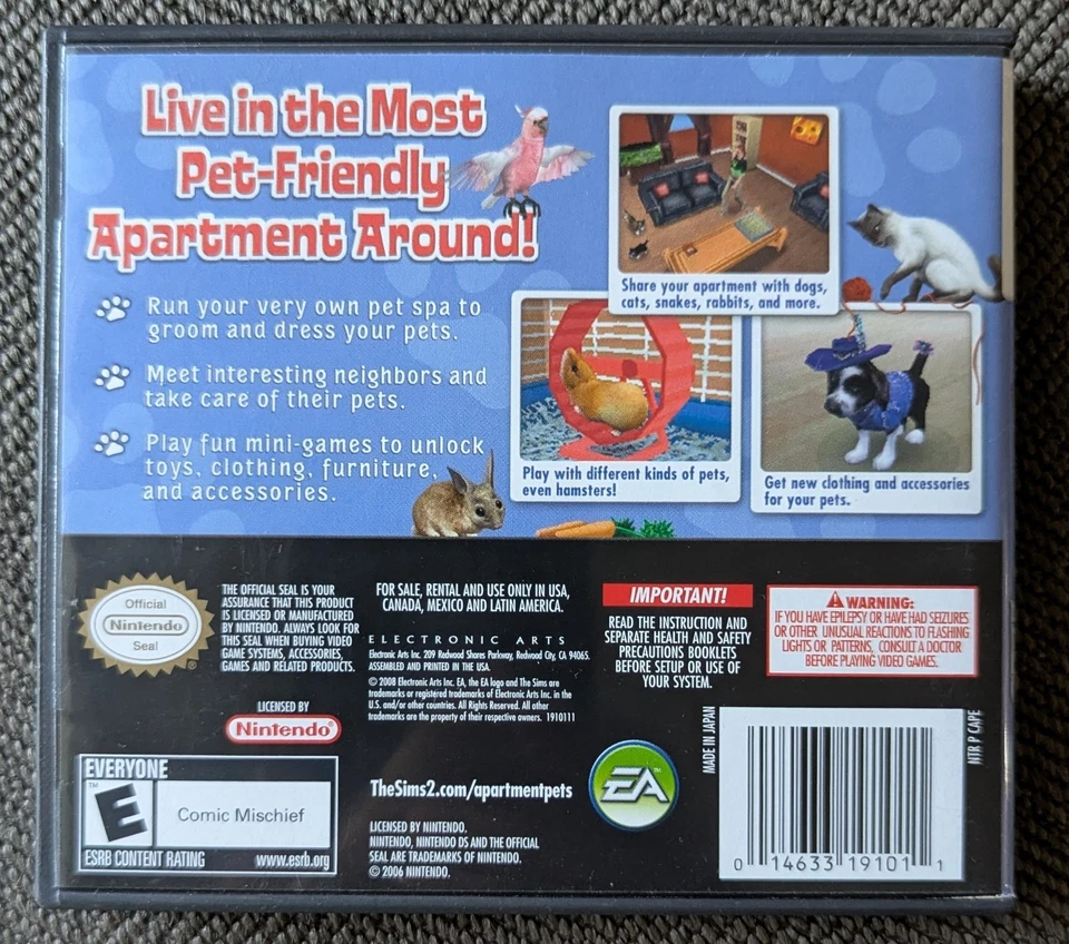 The Sims 2: Apartment Pets (Nintendo DS, 2008) Game Case Manual Insert - Image 2 of 4