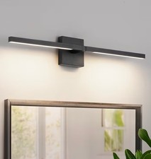 Black Bathroom Light Fixture 360°,Long Strip LED Wall Lamp 12W Modern Wall Sconc