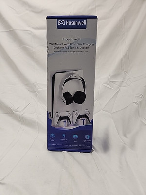 PS5 Wall Mount Kit with Charging Station, Compatible with PS5 and PS5 Slim Disc 