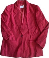 VTG PENDLETON PURE VIRGIN WOOL BLAZER MADE IN USA RED WOMEN'S 8 ONE BUTTON EUC