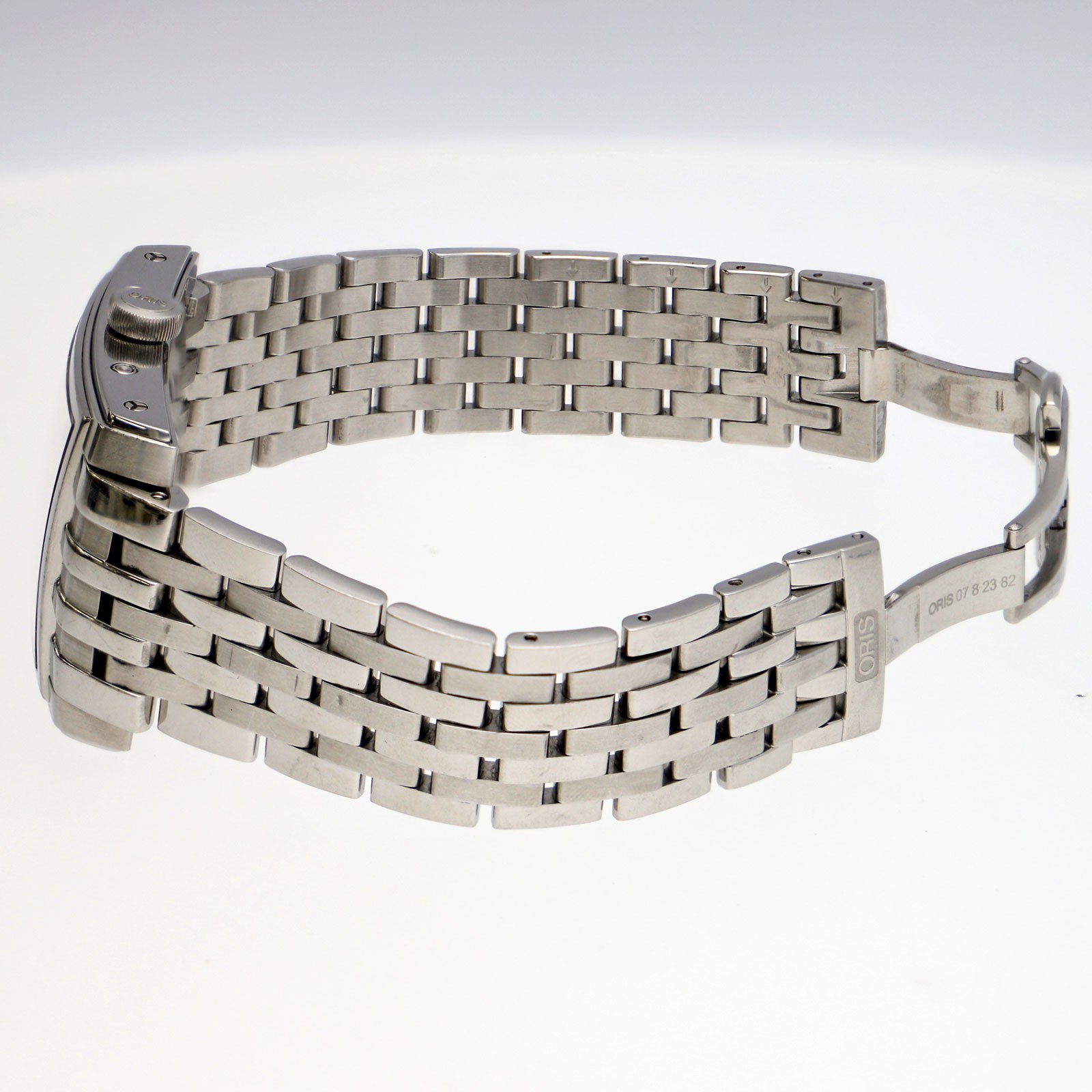 ORIS 7658 Rectangular complication WATCH black SS… - image 5