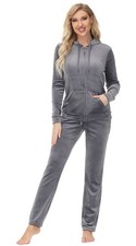 Womens Velour Sweatsuits Sets 2 Piece Tracksuits Outfits Full Zip Hoodie and ...