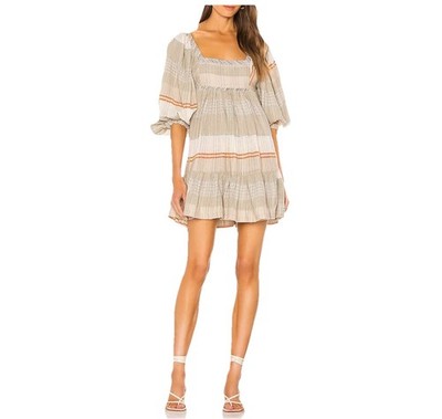 free people cozy striped mini dress Free People Cozy Striped Peasant Mini Dress Size S Open Back Ivory Combo  NWT