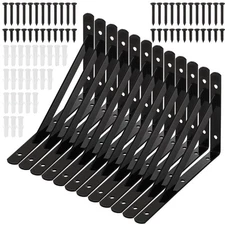 12 Pack Heavy Duty Shelf Brackets, 8 in X 5 in Wall Mount Steel L Shelf Brack