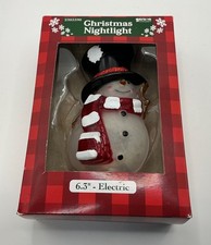 Christmas Decorations Top Hat Snowman Night Light 6.5" New-In-Box Tested Works