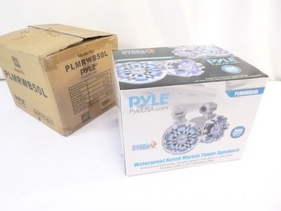 Pair Pyle Waterproof Rated Marine Tower Speakers 5.25'' IP44w/Built in LED Lights