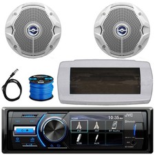 JVC Single-DIN Marine Bluetooth Stereo W/White Cover, 2x 6.5" 180W Max Speakers