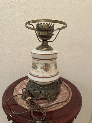 #ad VTG Quoizel 3Way Electric Hurricane Lamp Brown Rose Bouquet Floral DISTRESS Read $67.88