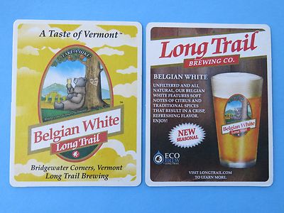 Beer Brewery COASTER ~*~ LONG TRAIL Brewing Co Belgian White, A Taste of VERMONT