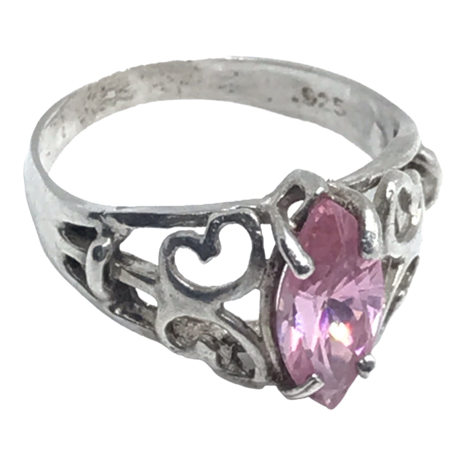 Simulated Birthstone Scroll Ring In Sterling Silv… - image 2