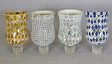 Votive Holder Mosaic Glass Varied designs 2.75"D 4"High Set/4 FREE SHIPPING