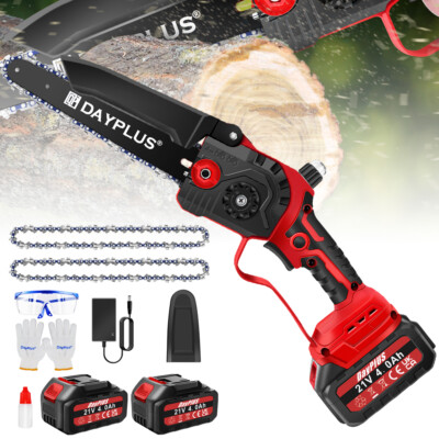 8" Mini Electric Chainsaw Cordless Brushless Handheld Chain Saw with 2 ...
