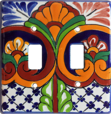 TalaMex Mexican Ceramic Wall Plate Mantel Double Switch Plate