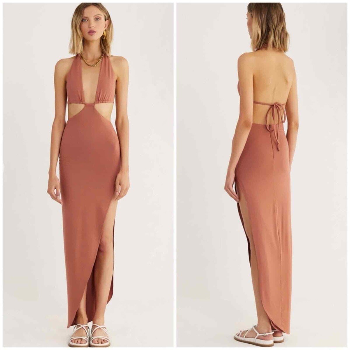 Rumer The Label x Revolve Amber Resortwear Gia Halter Maxi Dress XS | eBay
