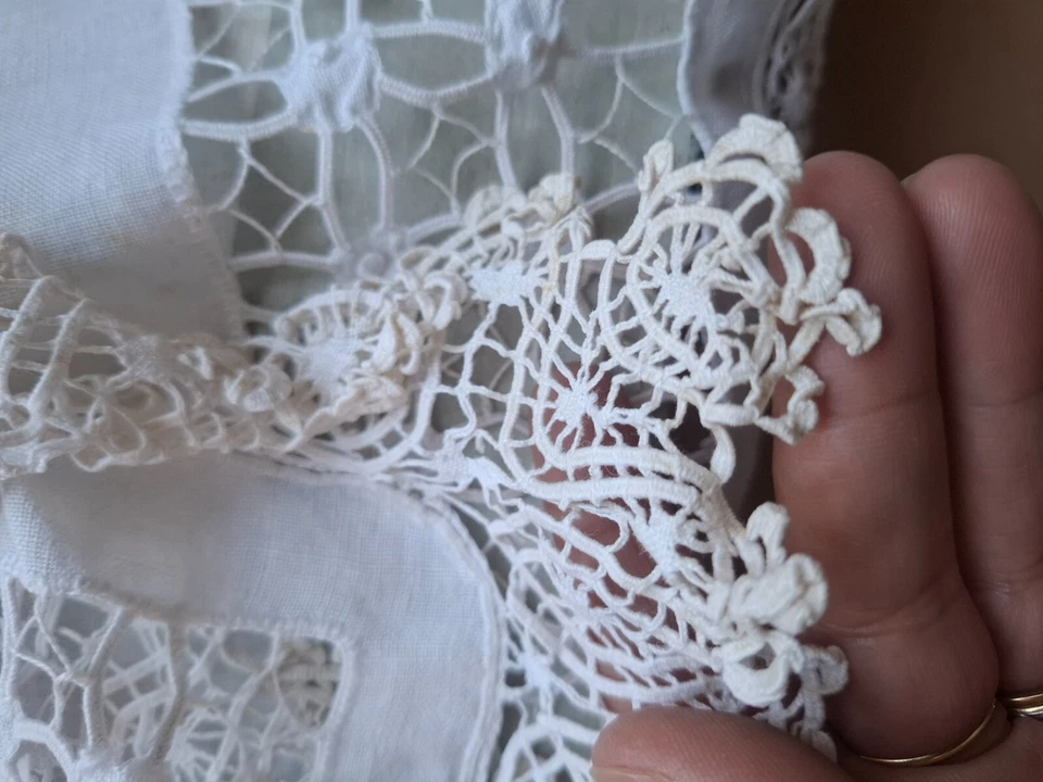 ancien napperon chemin de table a teinter  déco shabby - Photo 3/4