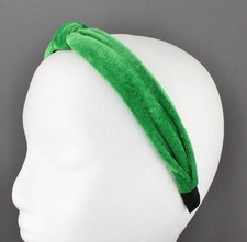green velvet turban knot headband velour fabric covered band grip teeth