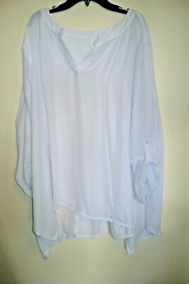 Ladies Plus Blouse White Size 2X Simply Emma