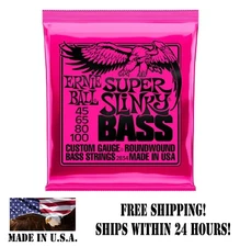 **ERNIE BALL SUPER SLINKY 45-100 ELECTRIC BASS GUITAR STRINGS 2834 (4-STRING)**