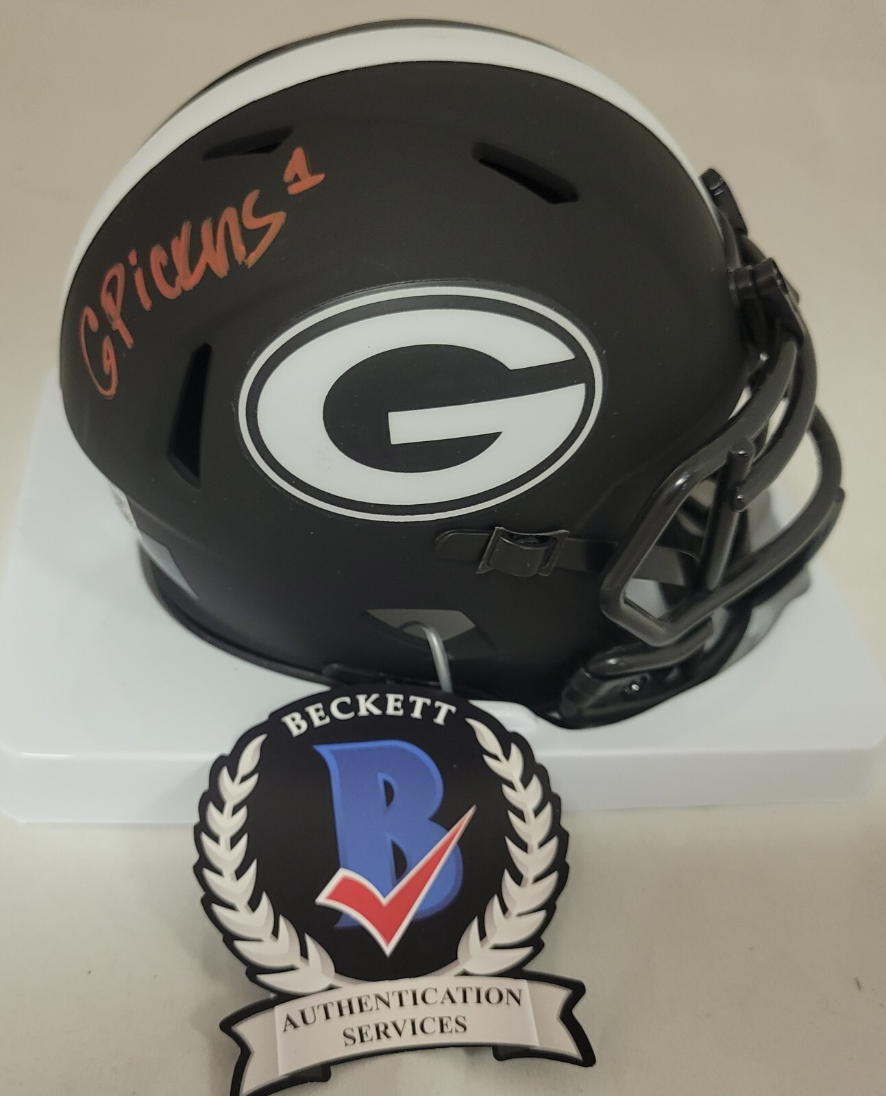 George Pickens Signed Georgia Bulldogs Eclipse Mini Helmet Beckett Witness UGA 