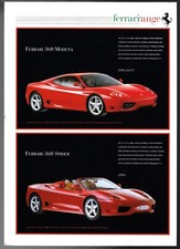 Ferrari Range c2000 UK Market Single Sheet Brochure 360, 550 Maranello, 456M
