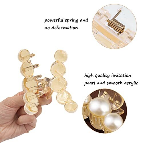 4 PCS Large Pearl Hair Claw Clips for Women Girls, Hair  display picture 2
