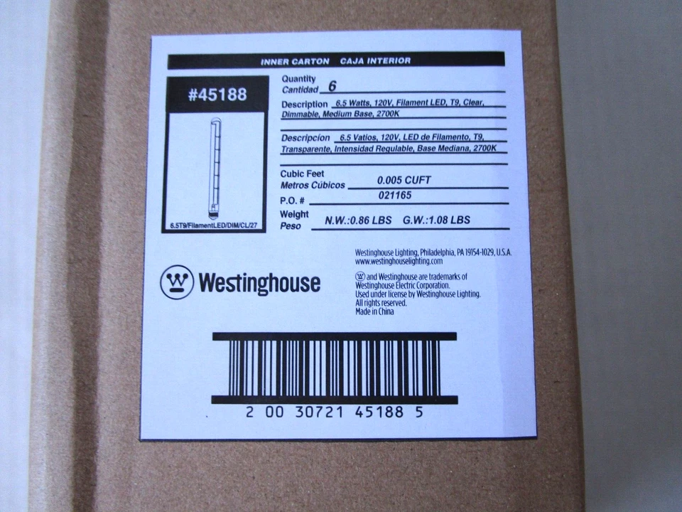 Westinghouse Bulbs Soft White 6.5-Watt (75-Watt Equivalent) Clear T9 Case of 6 - Image 4 of 4