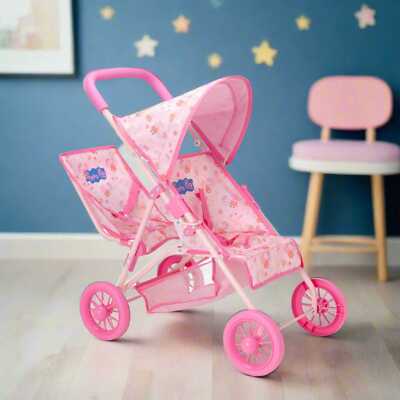 Peppa Pig Rosa Kinder Puppenwagen Zwillingskinderwagen Babypuppenbuggy Kinderwagen
