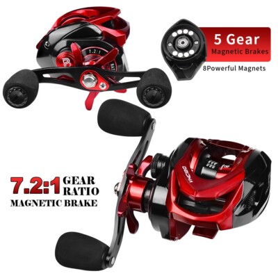 Fishing Reel 7.2:1 Gear Ratio Metal Colorful Wheel Magnetic Brake System 8KG VHC