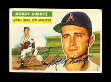 1956 TOPPS BOBBY SHANTZ #261 ATHLETICS SIGNED AUTOGRAPH VINTAGE