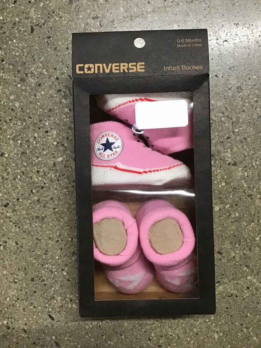 Converse ALL STAR Infant Booties Girls Pink Socks 2 Pack 0 6 Months NEW