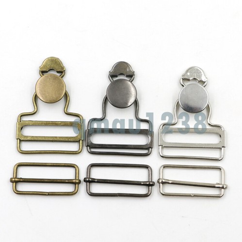 1 Pair Dungaree Fastener Clip Buckle 28MM-50MM Metal For Suspenders Strap Craft - Picture 2 of 13
