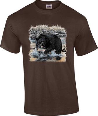 Wild Animal Wildlife Grizzly Black Bear Fishing T-Shirt