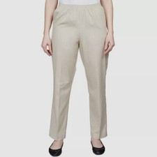  45 Alfred Dunner Women's Beige Classics Twill Pull-On Pants Size 14