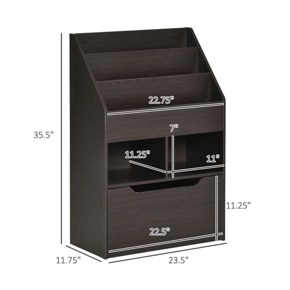 Armario de almacenamiento de libros con estante para niños marrón Foto 2 de 4