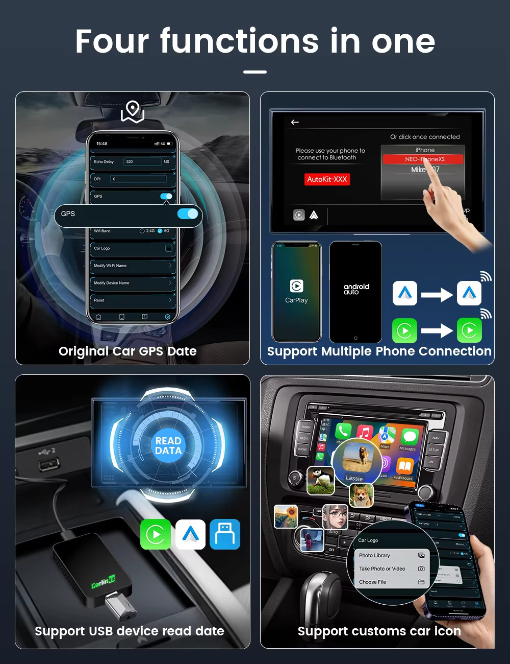 CarlinKit 5.0 Wireless CarPlay Android Auto Box WIFI 2.4g/5.8g BT Plug & Play - Miniatura 11