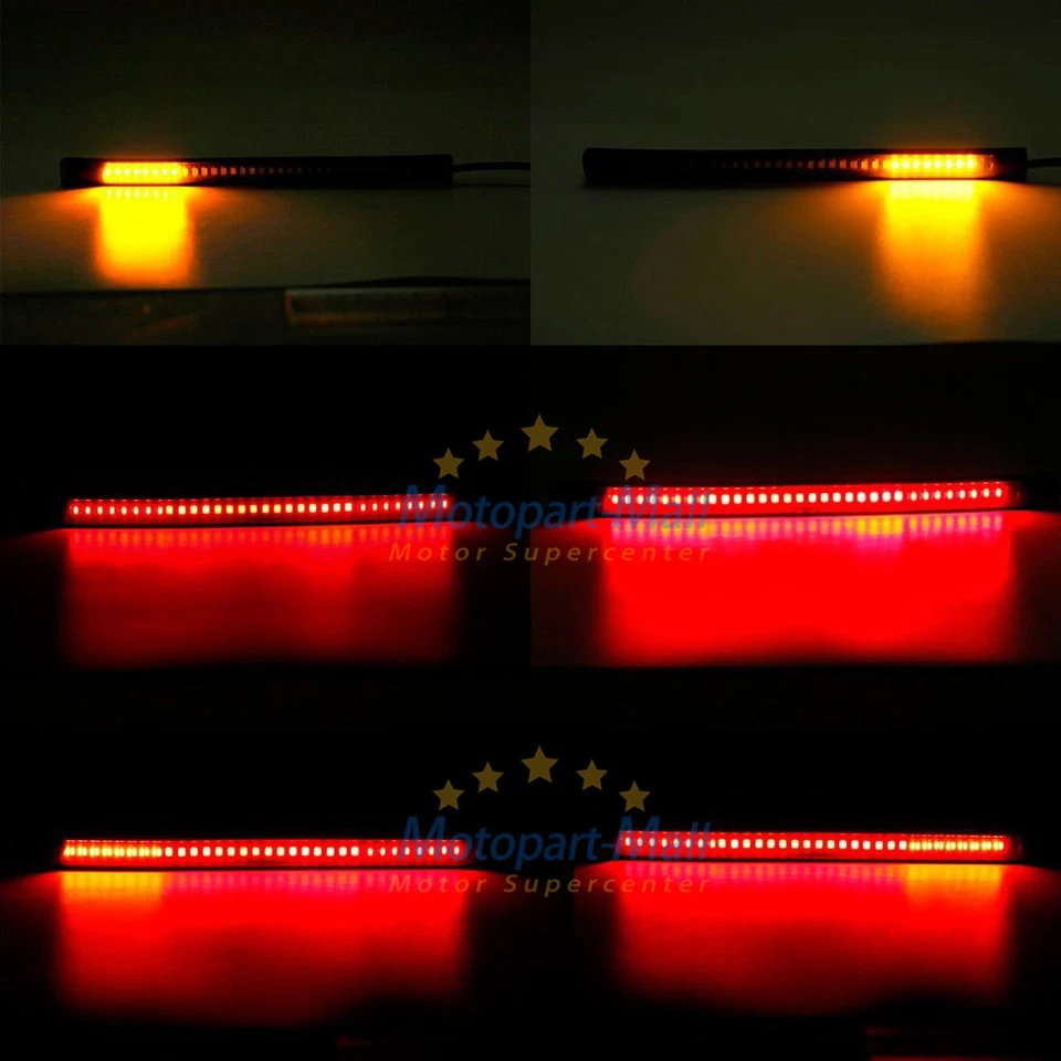 4 Flexible Motorcycle LED Strip 48LED Tail Brake Stop Turn Signal Running Lights - Image 2 of 4