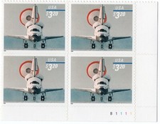 Scott 3261 3.20 Space Shuttle Landing Plate Block of 4 Stamps LR