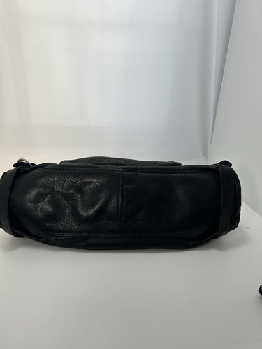 Audrey Brooke Black Leather Shoulder Bag Thick Pebble Leather Multi Compartments - Bild 13 von 20