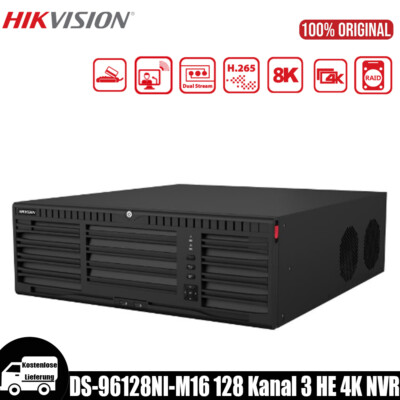 Hikvision DS-96128NI-M16 128-ch NVR 3U 4K/8K 2 HDMI Videorecorder für IP-Kamera